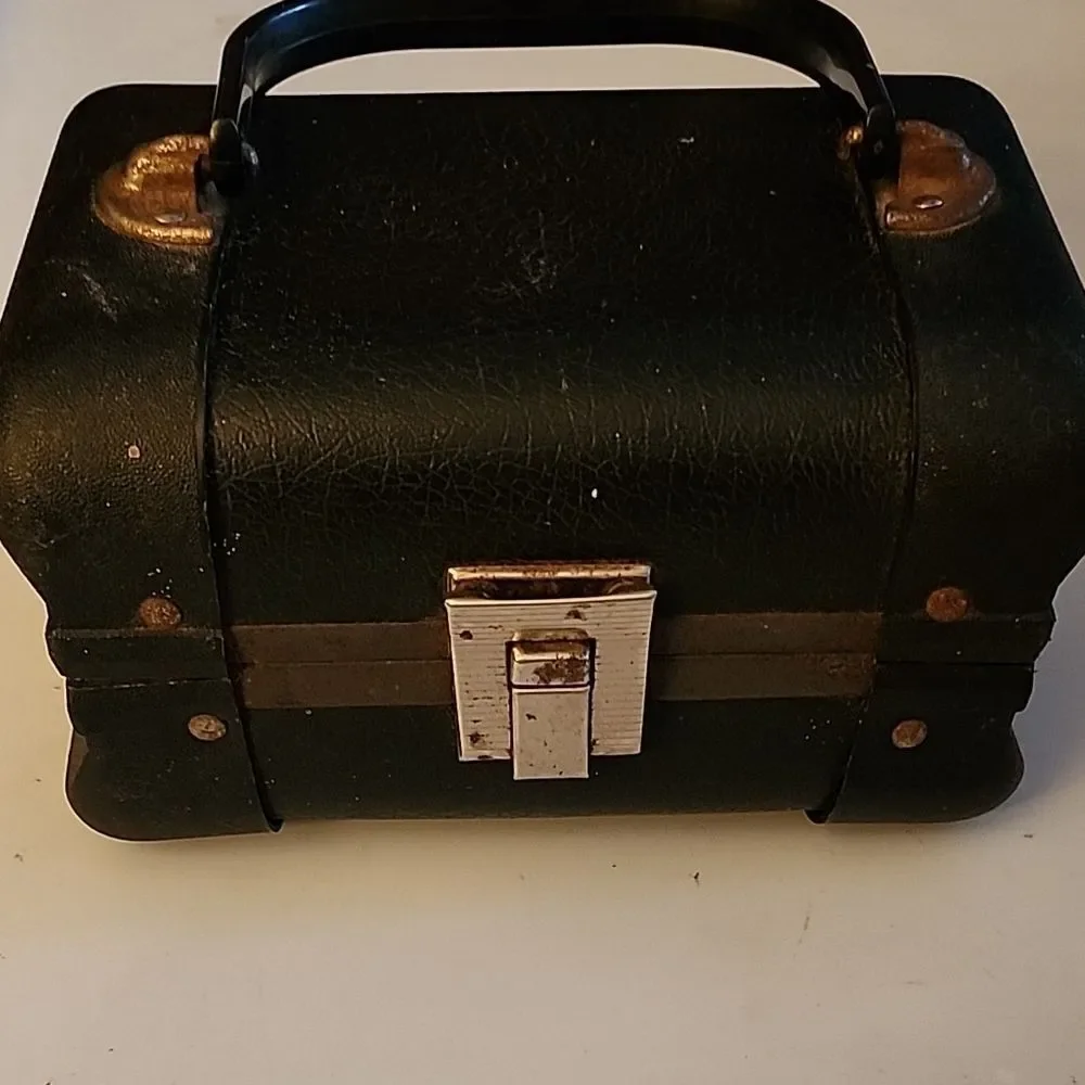 Vintage Black Handbag with Gold Accents